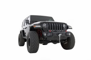 Jeep Wrangler JL Winch Mounting Plate - Rough Country - Modular Steel OE Bumper - Black - '18-'23
